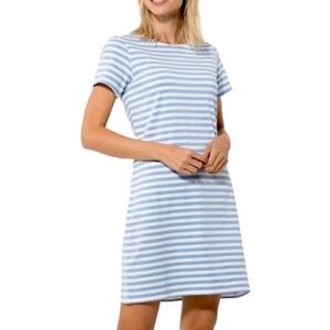 4/$20 SAIL TO SABLE Blue White Striped Cotton T Shirt Dress Women’s Small